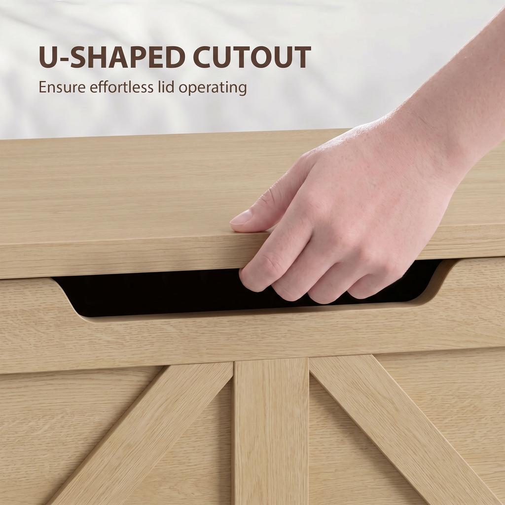 100L Storage Chest w/ Safety Hinge 80 x 40 x 45 cm Nature Wood