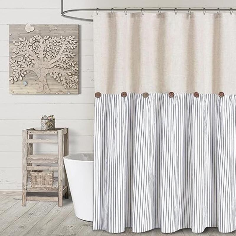 

Handun Button Patchwork Shower Curtain