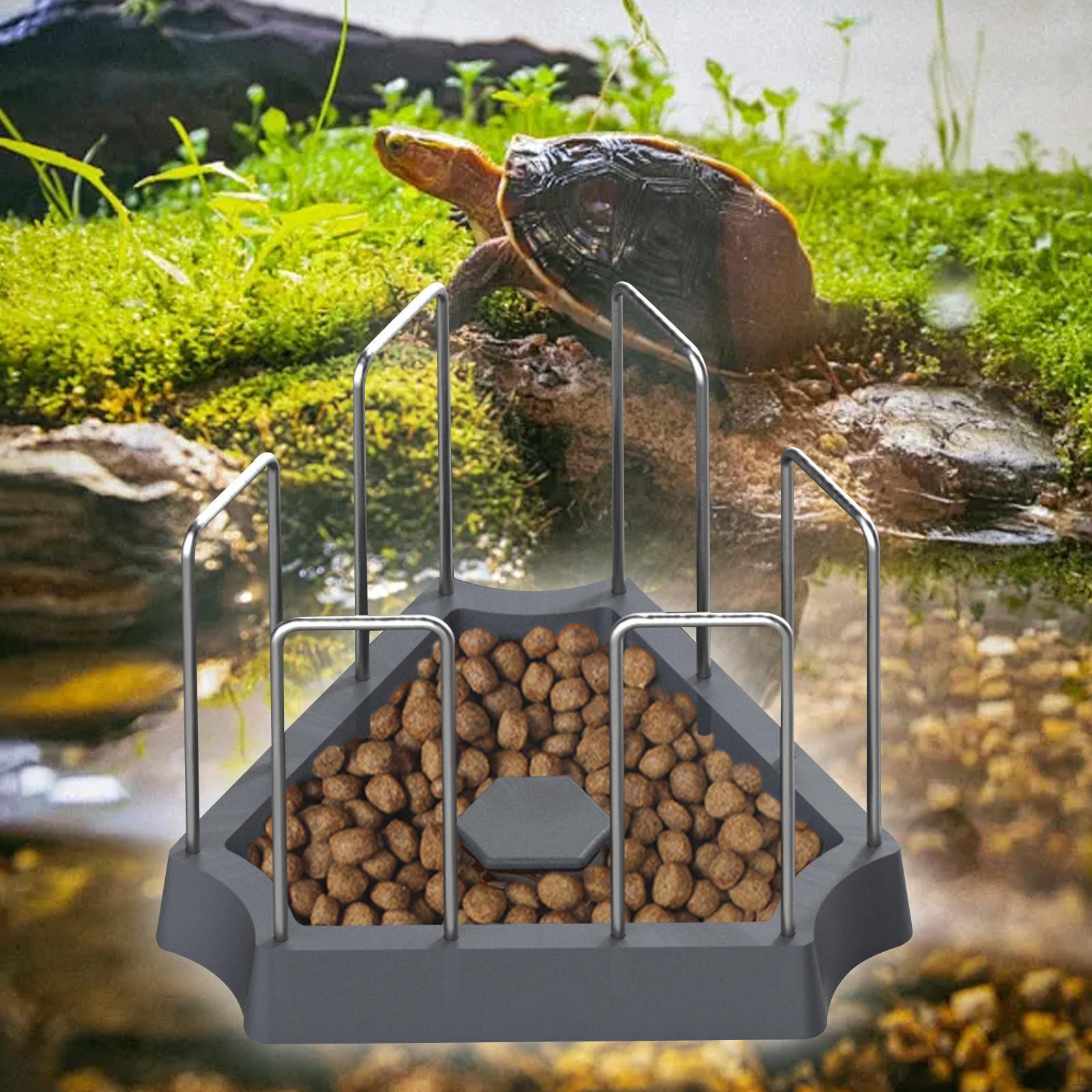 

Tortoise Feeding Dish Drinking Tray Anti Tip Water Turtle Food Bowl for Crawl Pet Semi серый