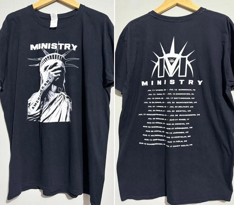 90s Ministry band 2 side Basic Black Short sleeve Unisex T shirt vtg S-5XL Unisex T-Shirt S