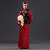 Men's Chinese Retro Wedding Tang Suit Long Robe: Groom's Mandarin Jacket & Best Man Formal Wear