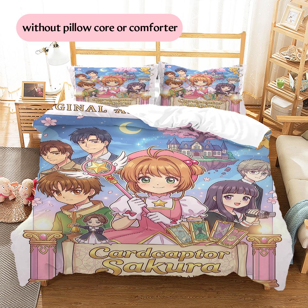 

Cardcaptor Sakura design Pattern Bedding Quilt Set Home Decoration Gift (1 * duvet cover + 2 * pillowcase without core) 135x200cm