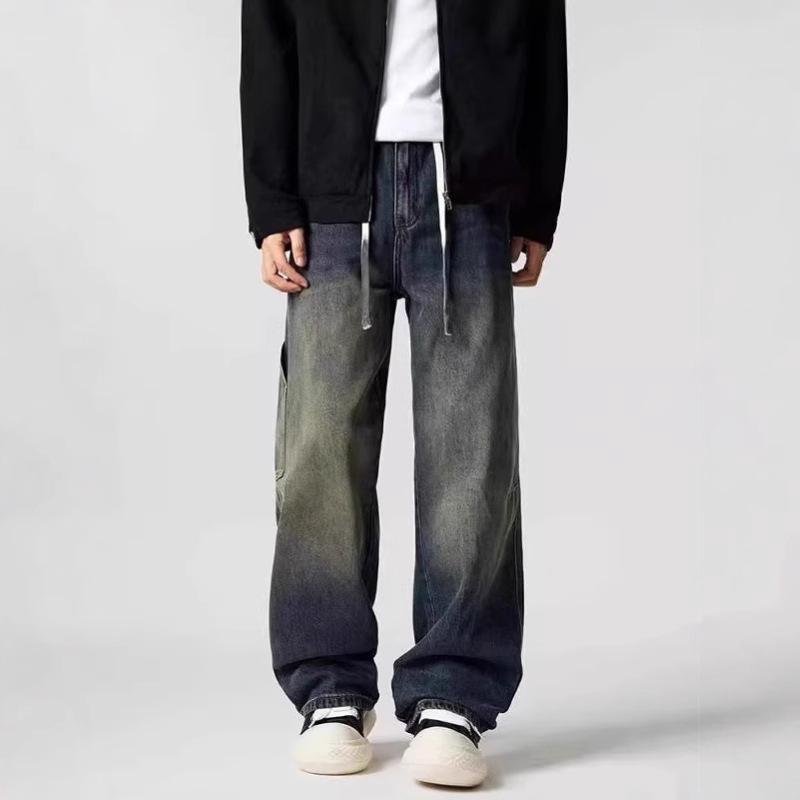 

Men s Trendy Hong Kong Style Hip-Hop Jeans: Versatile and Fashionable Spring/Autumn High-Street Pants. XS
