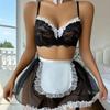 European and American New Sexy Lace Maid Uniform Split Sex Underwear Set