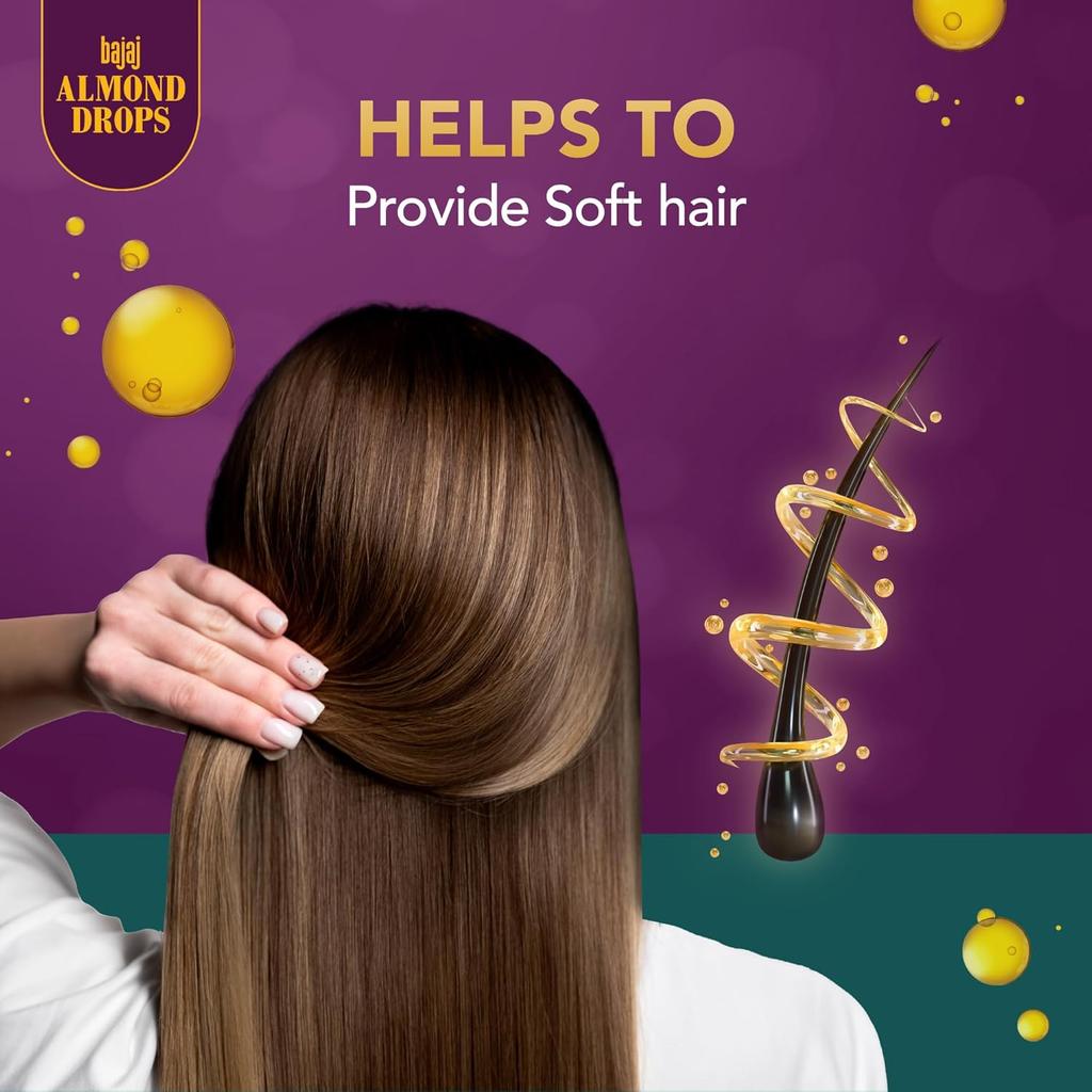 Bajaj Almond Drops Hair Serum 50 Ml Pack Of 1 For Dry Frizzy Hair Nourishing Anti Frizz Shine Control