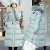 Women's Autumn And Winter Cotton Coat Medium Length Large Fur Collar Hooded Slim Fitting Coat Large Knee Length Cotton Jacket