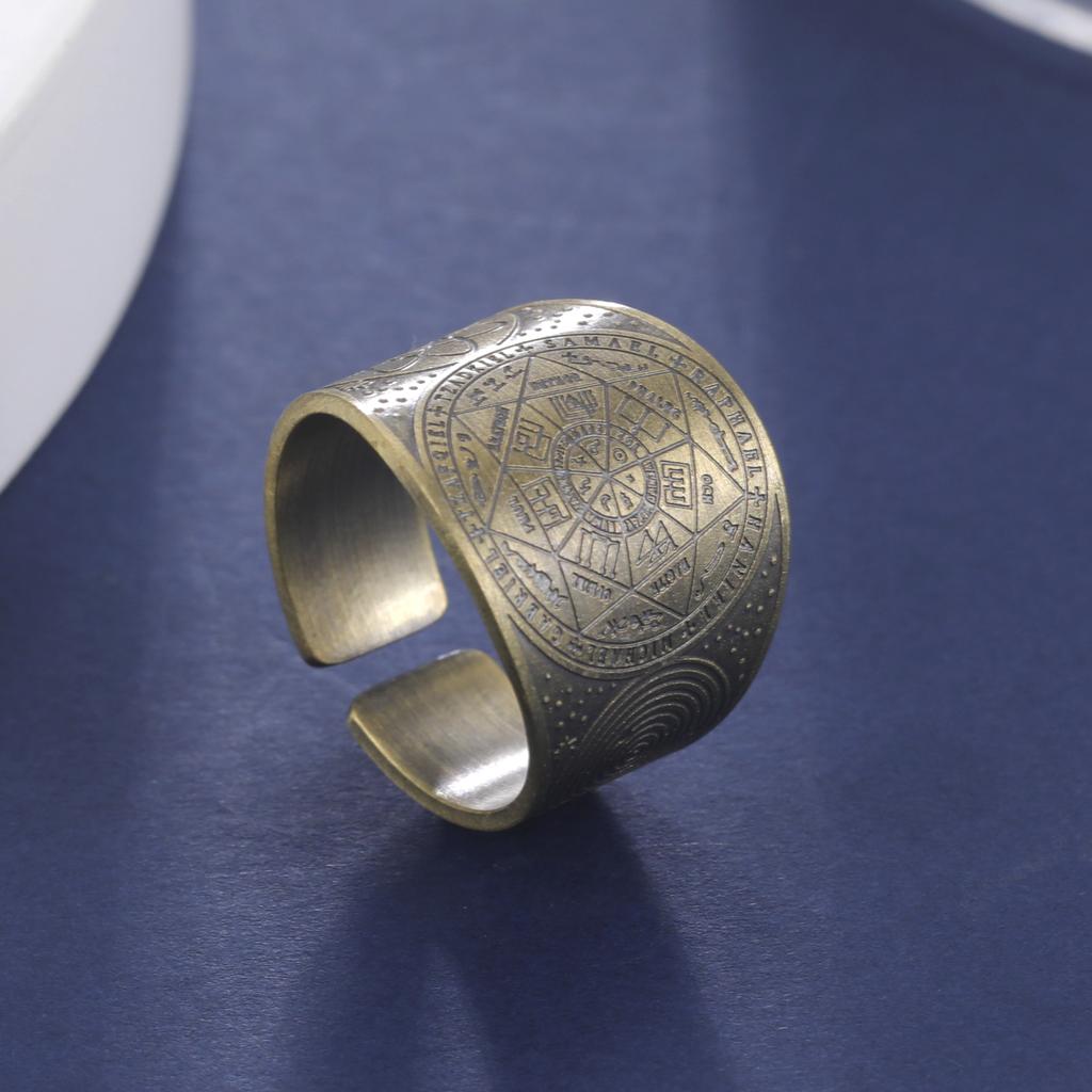 LIKGREAT Sechszackiger Stern Siegel Salomons Ring Der Schutzring der 7 Erzengel Metatron Würfel Lilith Symbol Amulett Schmuck