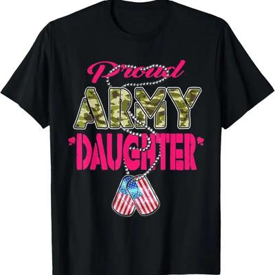 New Limited Proud Army Daughter Us Flag Camo Tags Military Made In Usa T Shirt