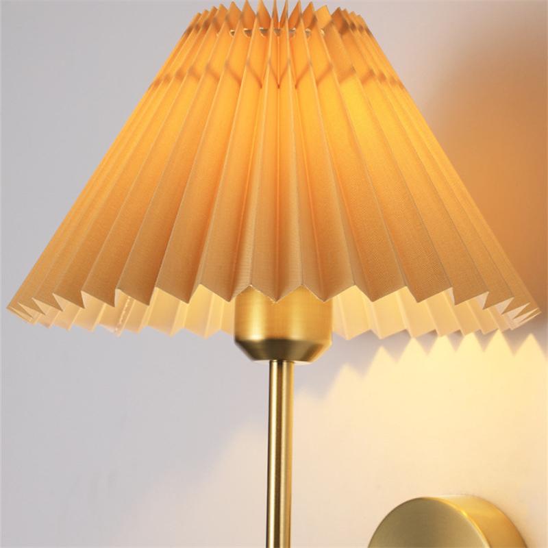 Modern Pleated Lampshade Wall Lamp Bedroom Bedside Lamps Bathroom Mirror Headlights Hallway Balcony Entrance Lighting Wall Light