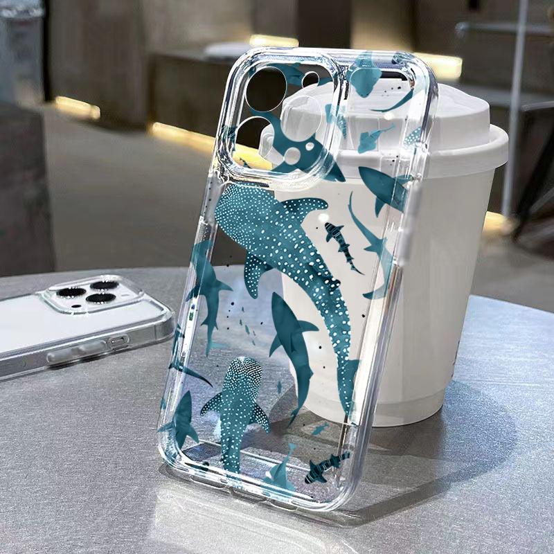

Ocean Elements Whale Starfish Collage Pattern TPU Phone Case For iPhone 17 16 15 14 13 12 11 Pro Max XS XR X16 Plus 17Air Cover iPhone 12 mini