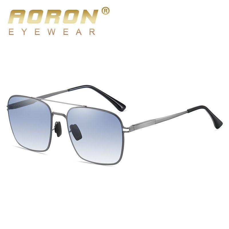 AORON Fashion Sunglasses Gradient Color Driving Fishing Glasses for Men Women Metal Frame Eyeglasses