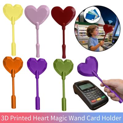 3D Printed Wand Tap To Pay Card Holder Heart Magic Wand Contactless Payment Card Holder Fun Home Decor Ornament Creative Gift