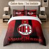 Set Biancheria da Letto Personalizzato Motivo AC Milan, Stampa Nome Testo 1 Copripiumino più 2 Federe Tessile per la Casa