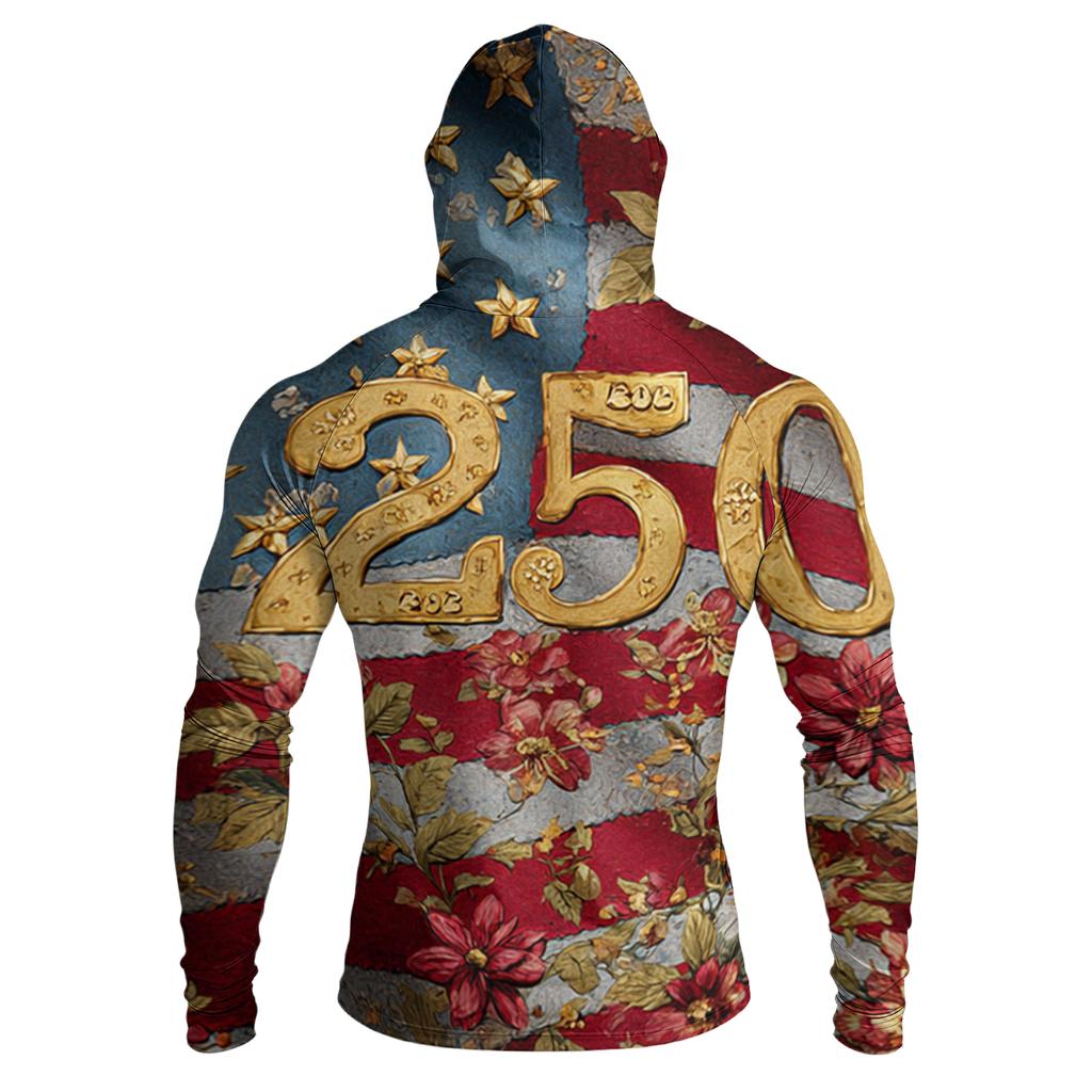 Men's Casual Raglan Sleeve Hooded Long Sleeve Sun Protection Shirt with Graphic Print Lightweight Breathable Fabric for Outdoor Activities