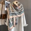 Korean Japanese Style Vintage Geometric Printed Scarf For Women
