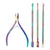 4pcs Nail Dead Skin Clipper Cuticle Pusher Set Colorful Stainless Steel Manicure Cuticle Nipper Dead Skin Nail Gel Manicure Pedicure Tools