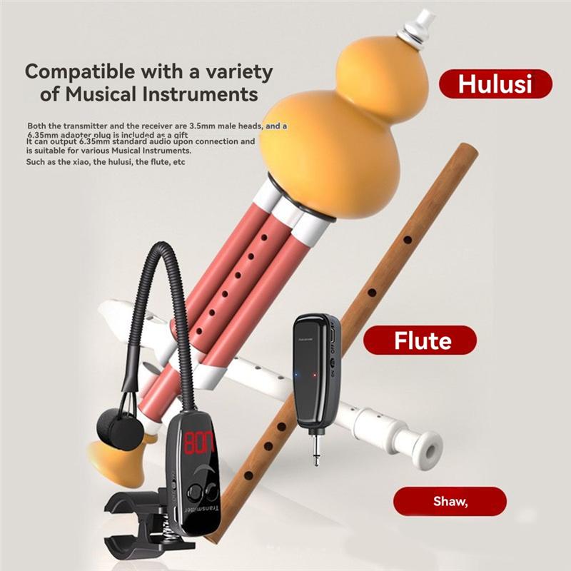 ABUO-Wireless Pickup System Clip On Wireless Receiver And Transmitter Musical Instrument Microphone For Clarinet Flute