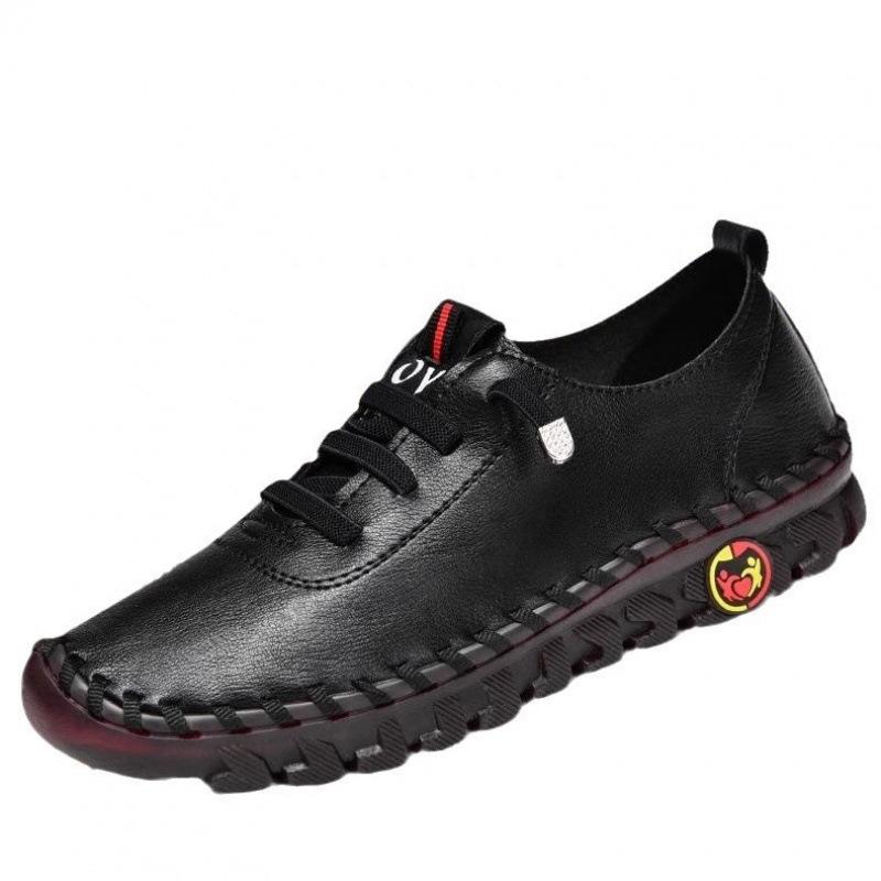 Spring and autumn hand-stitched single shoes large size mother shoes flat casual shoes