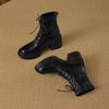 Spot silent low | thick heel 7cm strap skinny boots rear zipper thick-soled elastic boots splicing short boots girls