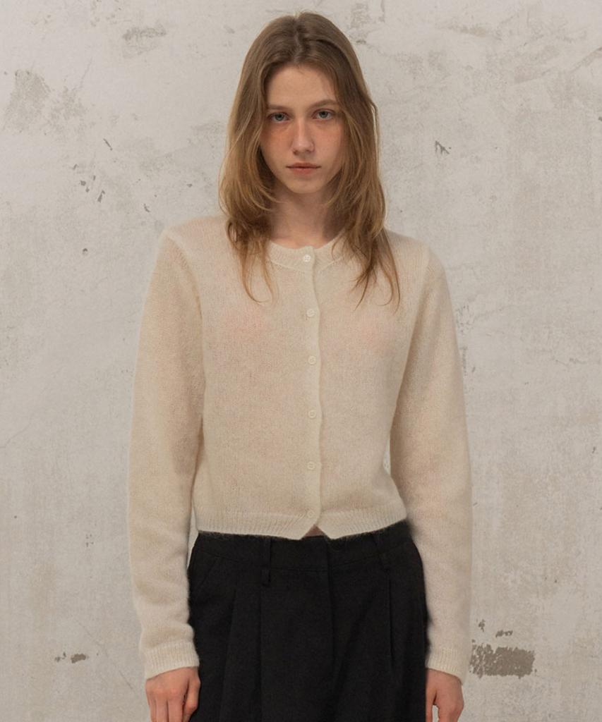 Morceau Par Morceau Mohair Round Cardigan [Ivory]
