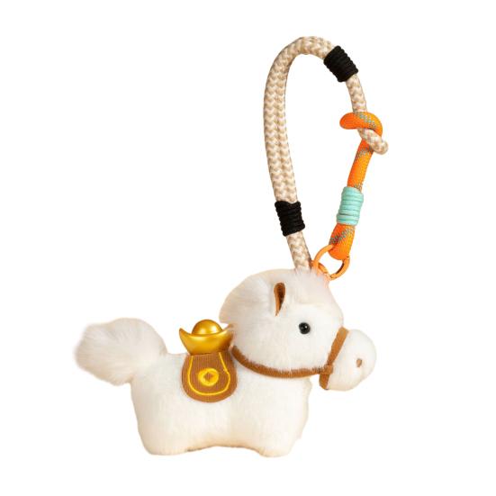 Year of The Horse Plush Keychain Cute Zodiac Animal Charm for Bag Purse Backpack Soft Stuffed Toy Lucky Gift for Friends Family