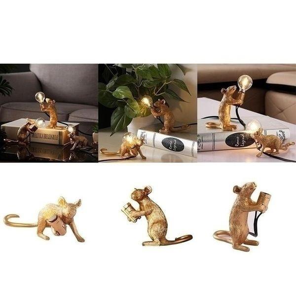 3 Colors Rat Table Lamp Desk Light Decor Lamp Bedside Resin Lamp White Light Decor for Bedroom