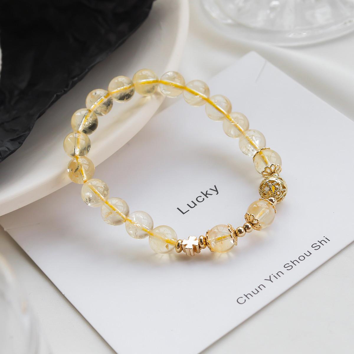 Natural Crystal Bracelet, Female Yellow Tower Wafer Ring, Bracelet, Accessories, Hydrangea Accessories, Jewelry. 13-14cm