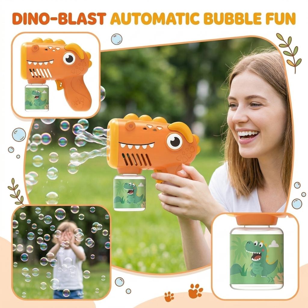 Dinosaur Themed Automatic Bubble Machine Battery Version Handheld Bubble Toy (Without Battery)180ml