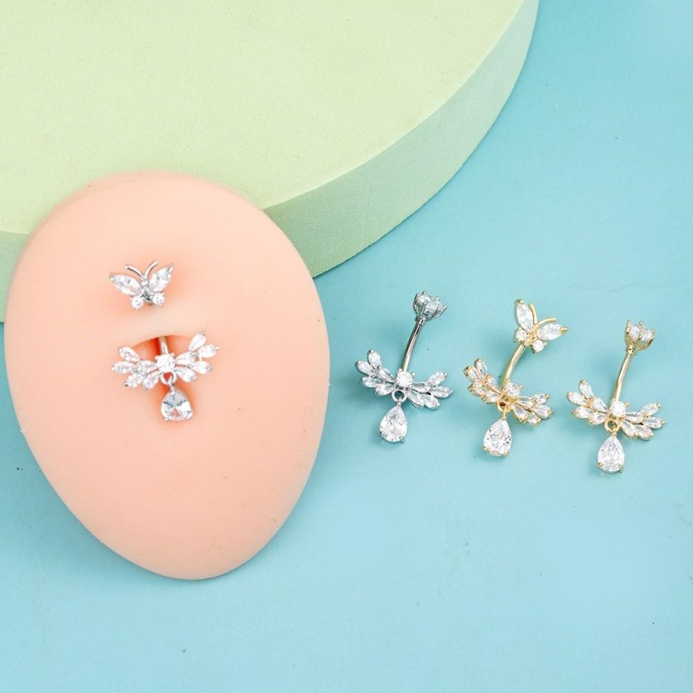 Anneau de nombril design papillon zirconium Anneau de nombril scintillant Piercing de nombril ailes mode Femmes