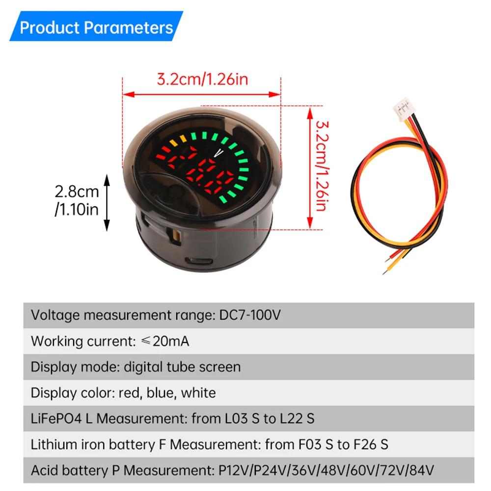 DC 9-111V acid /ternary lithium /lithium iron phosphate battery universal LCD digital battery voltage Battery Indicator For Car