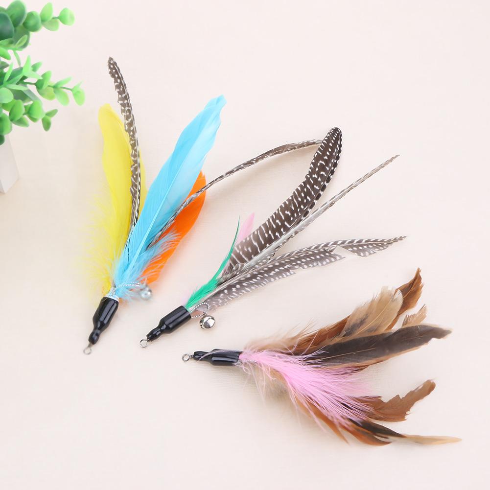 5pcs/lot Colorful Cat Toys Feather Replacement Head Cat Wand Without Stick Cat Kitten Interactive Pet Products Random Color