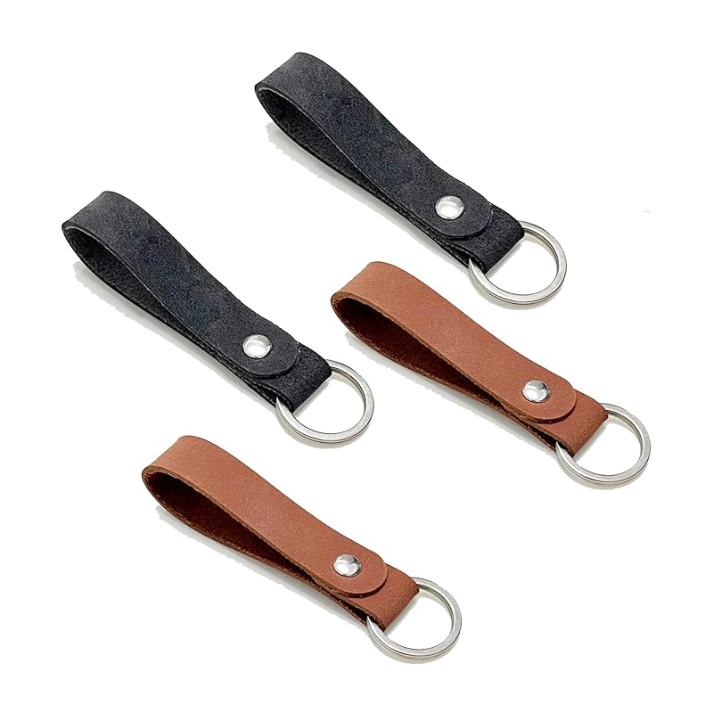 

[wowjimi] key ring 4 pieces black brown car leather bicycle key bike - with ring key chain men s ladies leather Loss prevention men and women are the