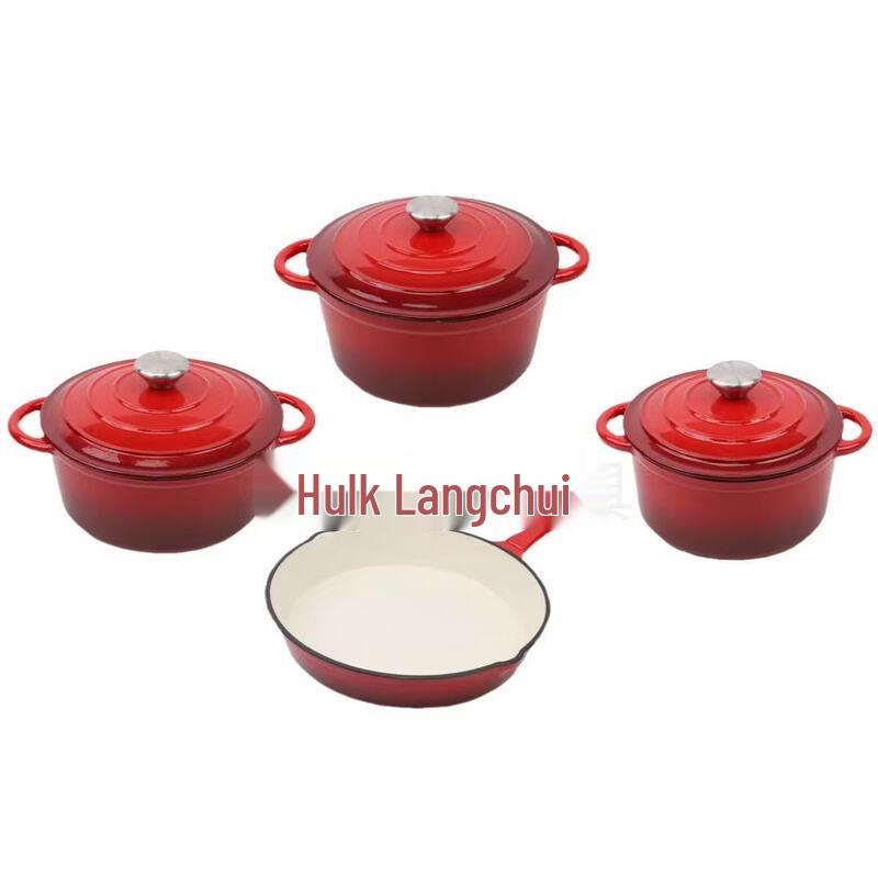Zhi Shi Red Enamel Cast Iron Cookware Set