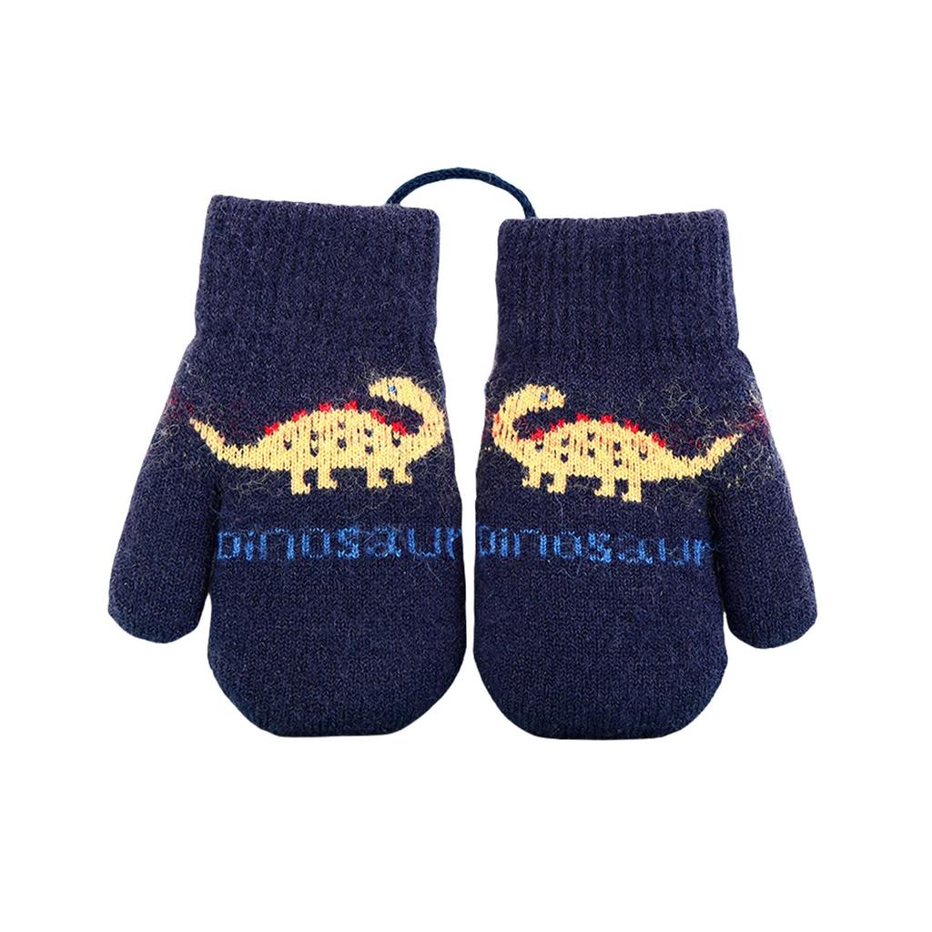 Umeloeo Knitted Cute and Stylish Warm Thick Dinosaur Design with Perfect for Fall and Cold Snow Elementary Boys and Ages Ages Kids' Mittens,