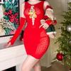 New Year Christmas Dress Transparent Camisole Nightwear Velvet Pajamas Dress Suit  Gifts
