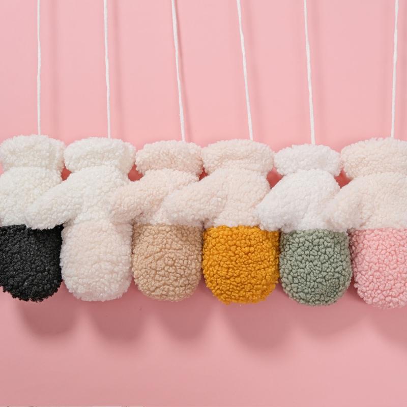 Fluffy Animal Mittens Plush Sheep Gloves with String Full Finger Mittens Winter Warm Mittens Cartoon Gloves for Women
