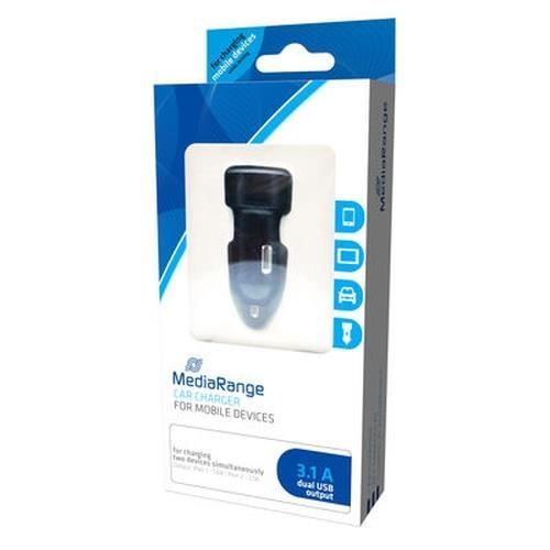 Chargeur Auto - MEDIARANGE - MRMA103 - 2 Ports USB 2.0 - Universel - Noir, Argent