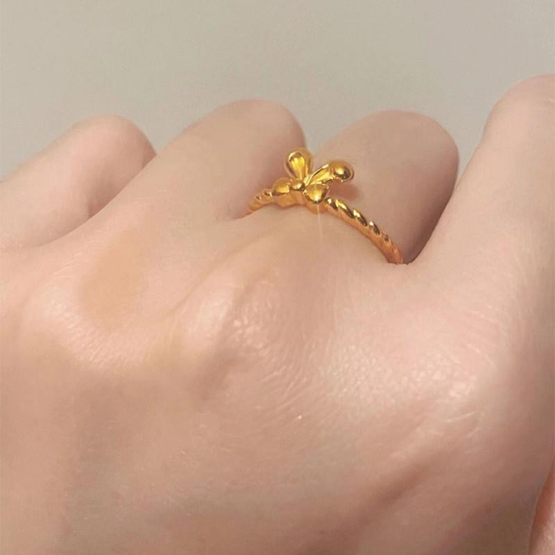 Copper Unique Adjustable And Gold Bowknot Rabbit Ear Ring For Women Stylish