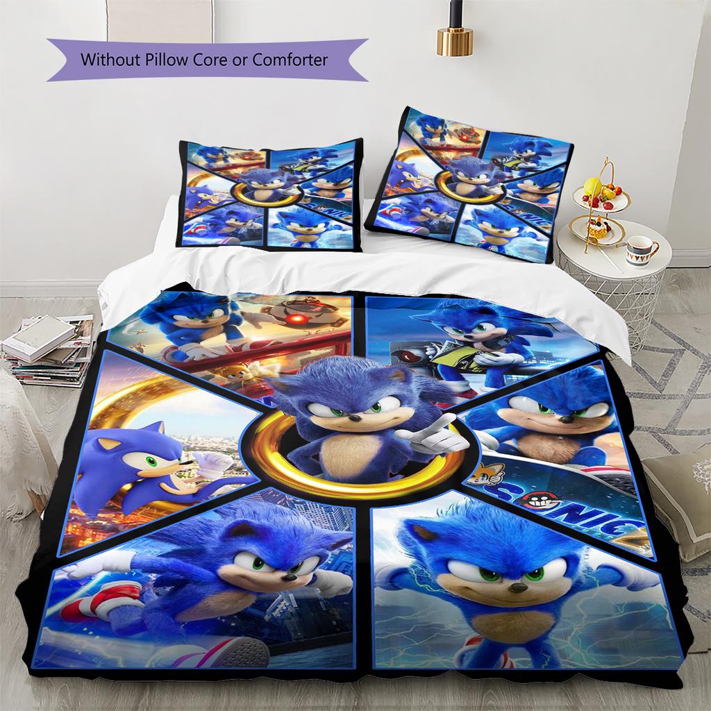 Flashy Hedgehog Pattern Bedding Quilt Set Quilt Cover Pillowcase Home Decoration Gift (1 * duvet cover + 2 * pillowcase, without core)