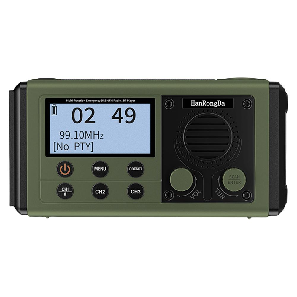 

Многофункциональное портативное радио 10000 мАч DAB FM Аварийное радио Беспроводной динамик Солнечная/Ручная зарядка телефона с фонариком зелёный