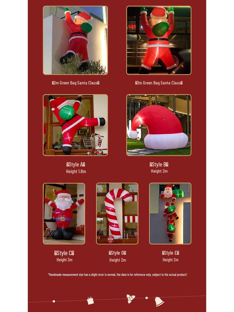 Santa Claus Climbing Window Light-Up Hat Figurine - Christmas Outdoor Inflatable Decoration