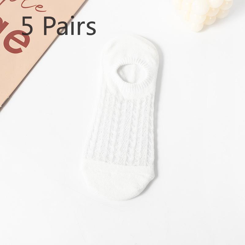 5 Par Letnich Cienkich Skarpetek Stopki Damskich, Nie Zsuwających się z Pięty, Silikonowe Antypoślizgowe Niewidoczne Krótkie Skarpetki, Skarpetki do Klimatyzacji, Skarpetki Siateczkowe