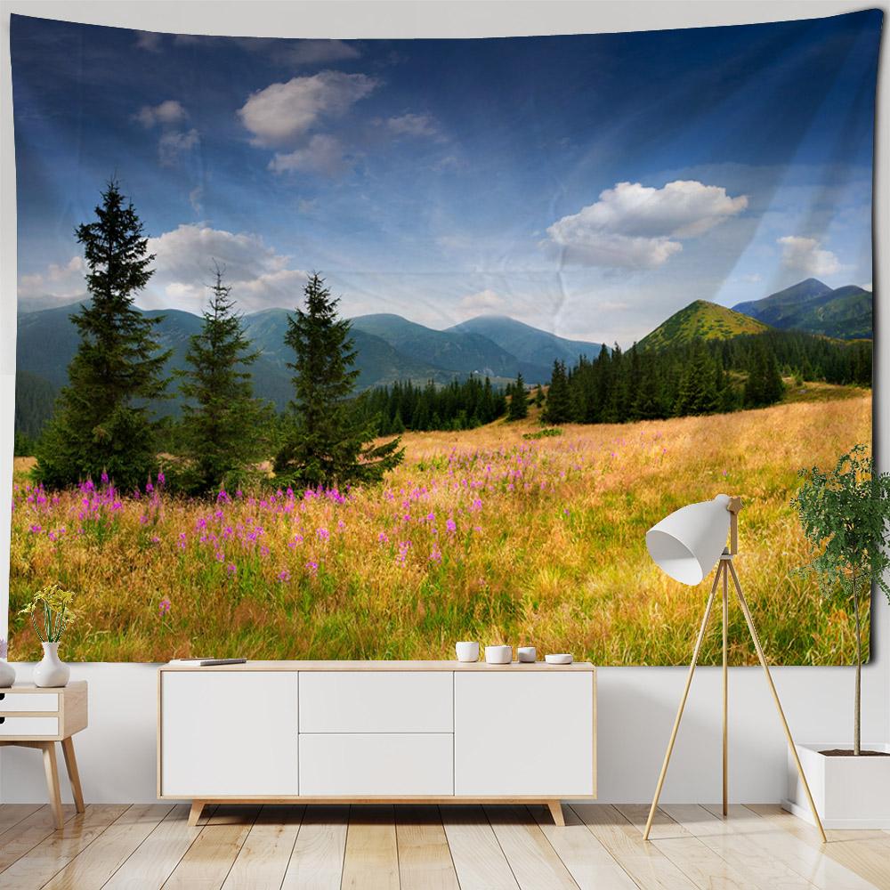 Bellissimo Arazzo Paesaggio Forestale Decorazione Murale per Camera da Letto Soggiorno Tessuto di Sfondo, Murale in Tessuto Estetica Hippie