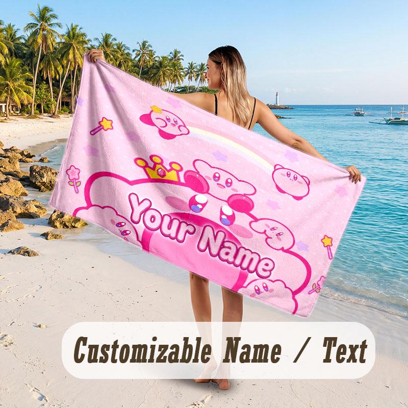 Personalized Beach Towel,Kirby Custom Printed Name Text, Super Absorbent Towel For Beach Vacation