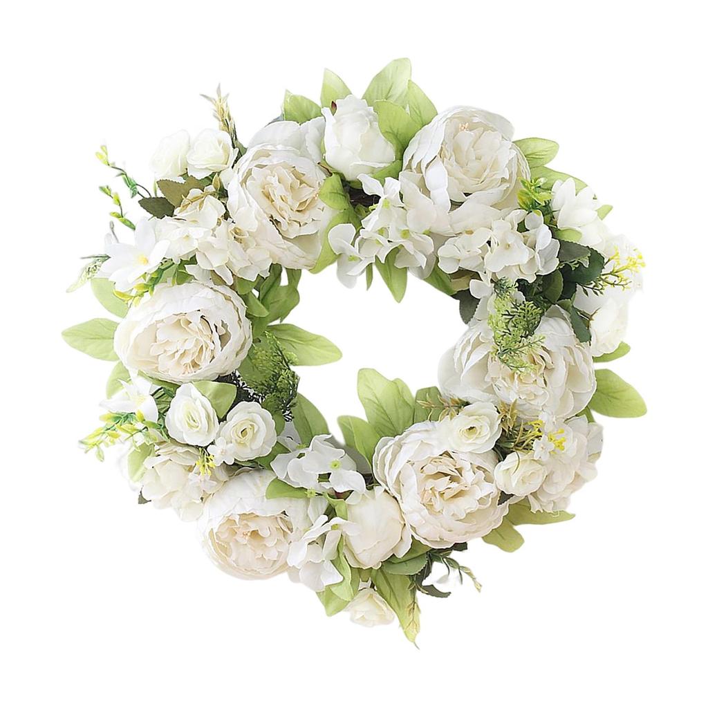 Handmade Peony Flowers Artificial Wreath Spring Garland 40cm Hanging Holiday Decorative Photography Props