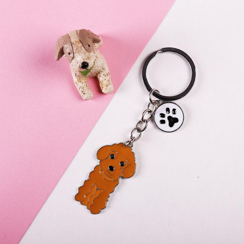 NEW Metal Poodle Dog Key Chain Key Ring Bag Charm Man Car Key Holder New Enamel Keychain Jewelry Accessories For Women Gifts