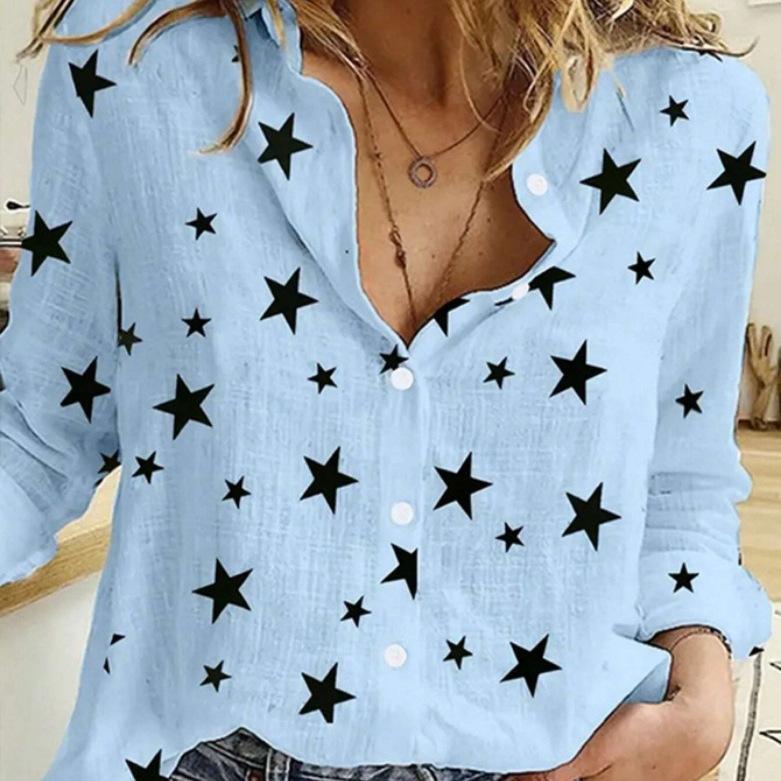 Polka dot printing casual long-sleeved linen shirt women's autumn and winter new women's clothing