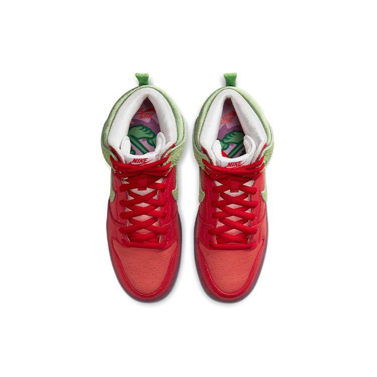Nike Dunk High SB Strawberry Cough Unisex Sneakers Red University-Red Spinach-Green CW7093-600