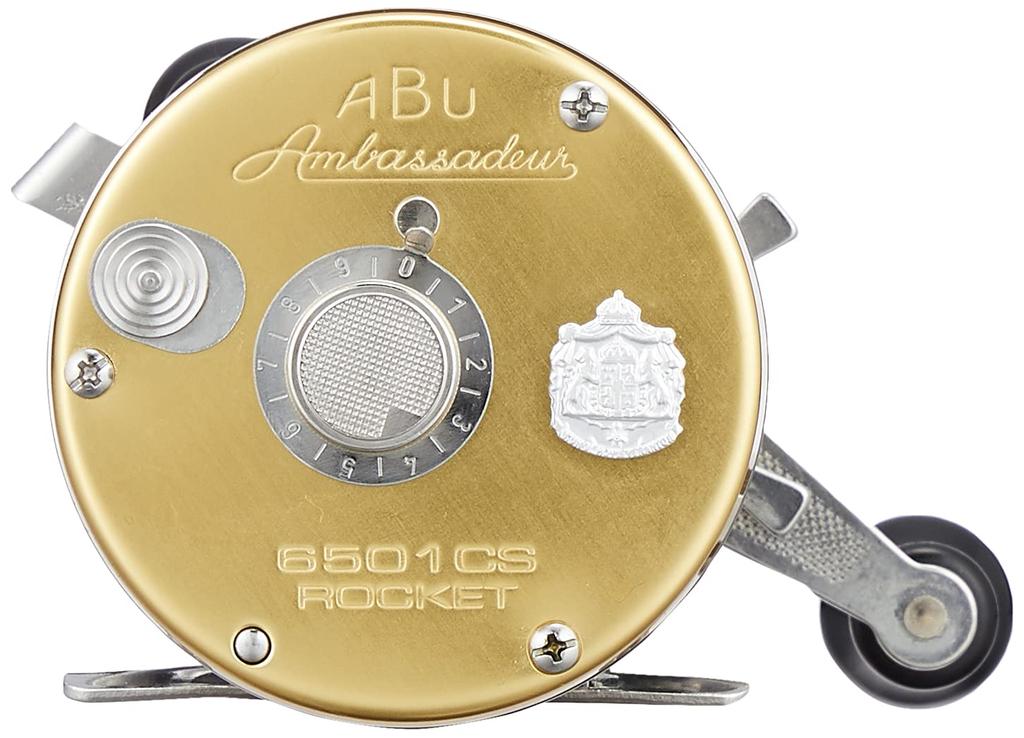 AbuGarcia Ambassador 6501CS Rocket Šampaňské Zlato Levá Ruka Dvojitá Rukojeť Bass Hlava Hadí Sumec Hladinový Kulatý Naviják