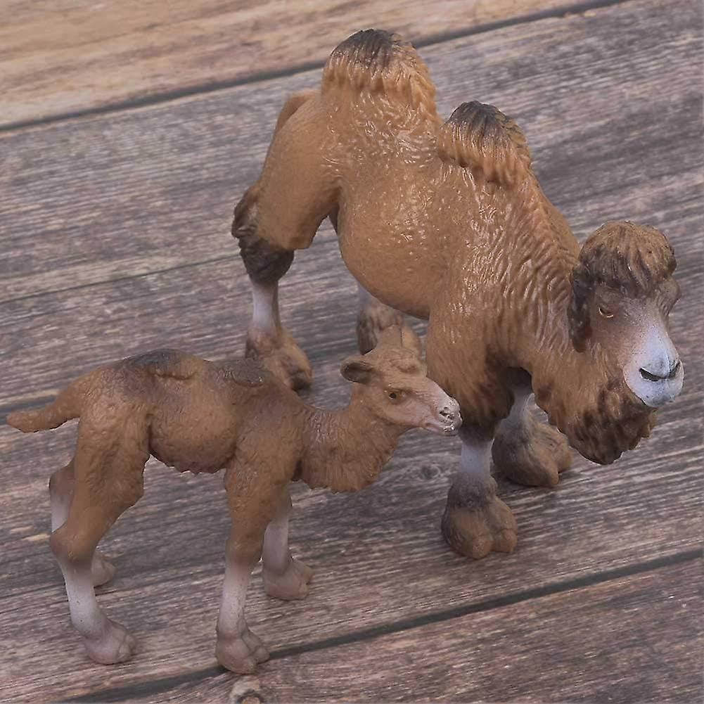 Animal Model Toy, 2pcs Miniature Wild Safari Wildlife World Animal Figures Desktop Decoration Bactrian Camel Model Toy Home Decor Gifts for Kid Childr
